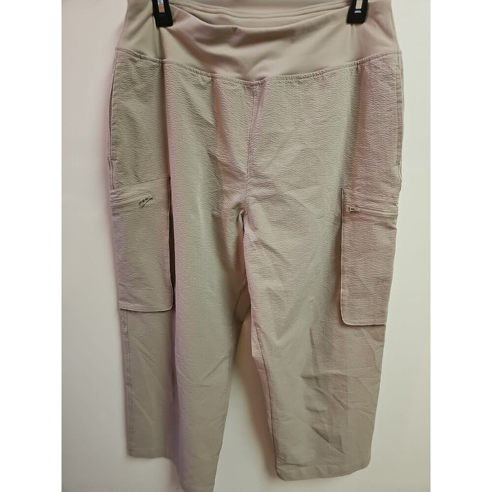 Sage Collective Tan Wide Leg Pants Zipper‎ Pockets Stretchy & Elastic Waist Sz L
